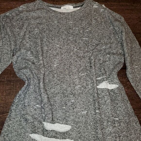 Distressed Black/ Grey sweatshirt dress/tunic top - Picture 2 of 8